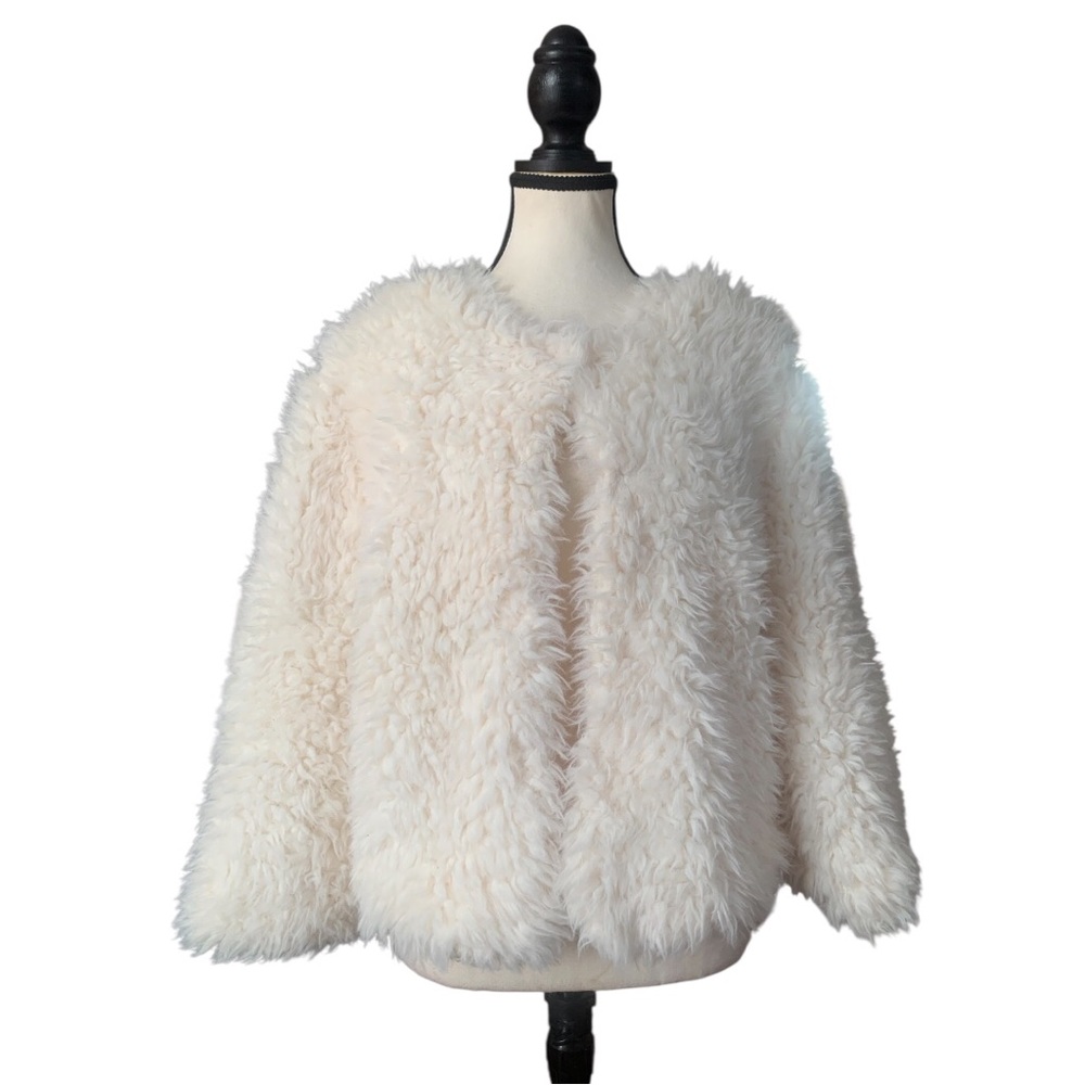 Tacera Cream Faux Fur Teddy Jacket women’s